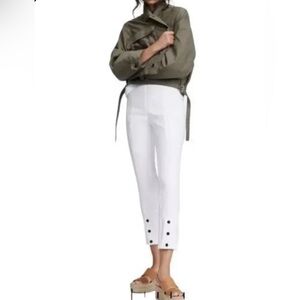 Rag&Bone Size 6 Simone pant snap white Italian stretchy high rise crop